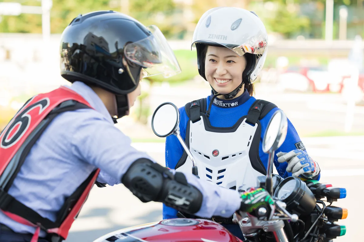 武蔵境自動車教習所の二輪教習の様子